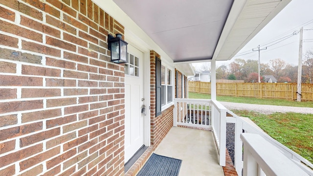 view of patio featuring a porch