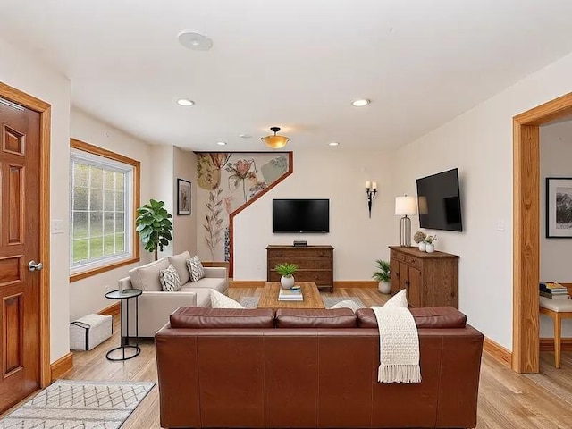 living room featuring light hardwood / wood-style flooring