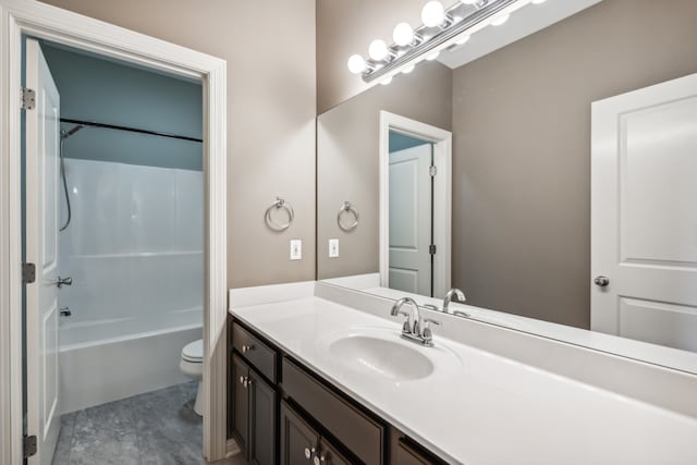 full bathroom featuring vanity, toilet, and shower / bathtub combination