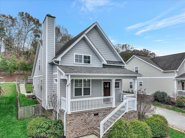 view of front of home featuring covered porch