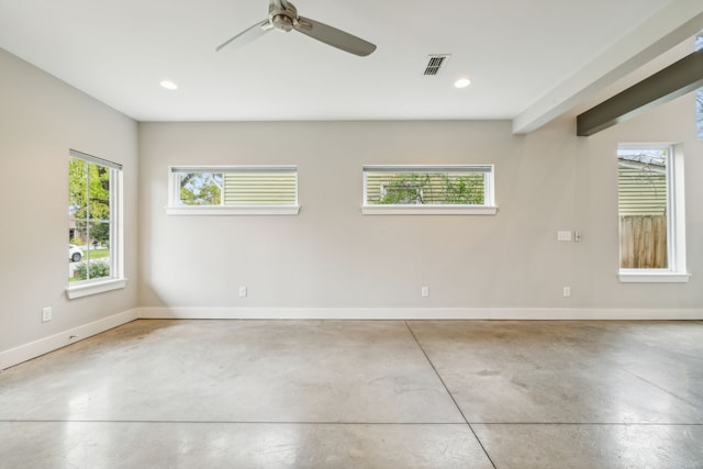 spare room featuring ceiling fan