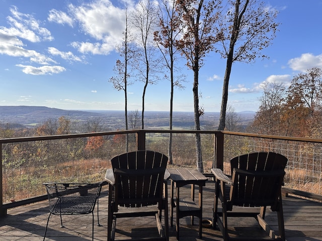 deck with a mountain view