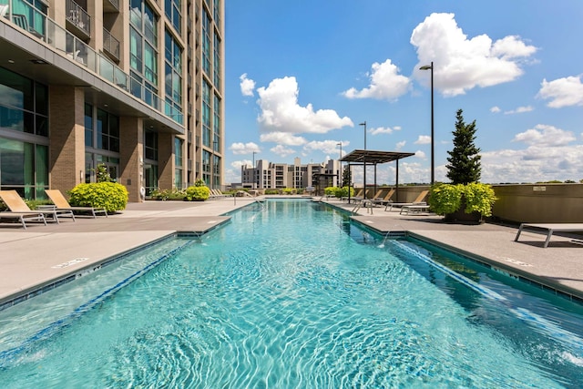 view of pool featuring a patio area