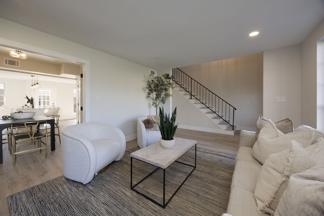 living room featuring hardwood / wood-style flooring