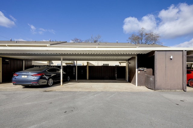 garage with a carport