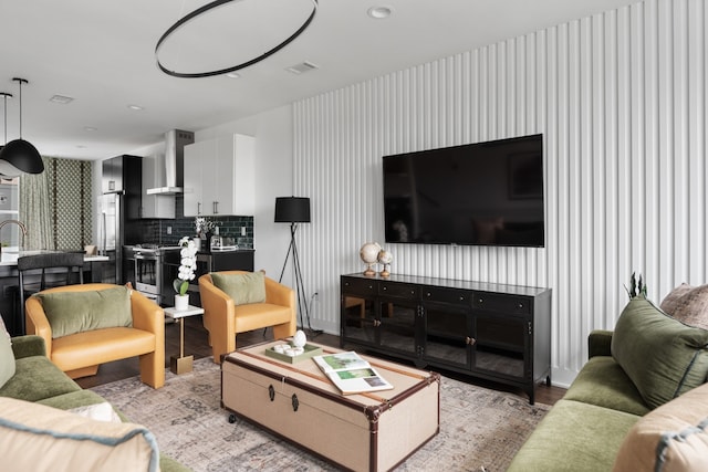 living room featuring light hardwood / wood-style floors