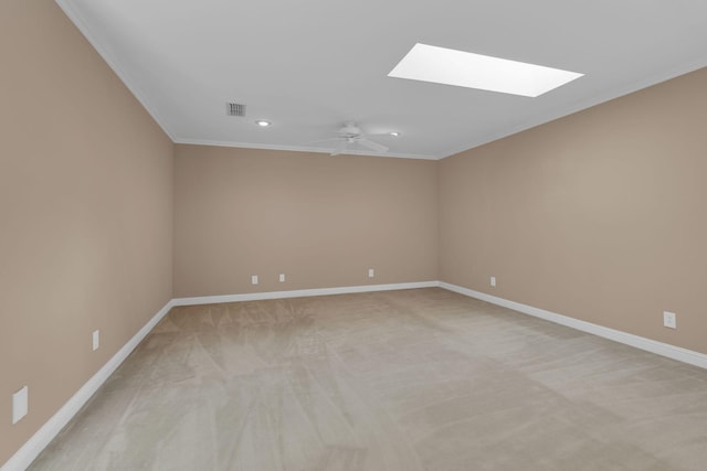 1406 Ottawa Pl, Murfreesboro, TN 37129 - unfurnished room with ornamental molding, a skylight, recessed lighting, baseboards, and light carpet