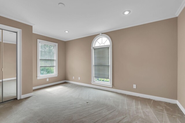 1406 Ottawa Pl, Murfreesboro, TN 37129 - unfurnished bedroom with baseboards, carpet, ornamental molding, and recessed lighting