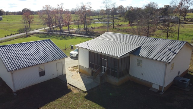 drone / aerial view with a rural view