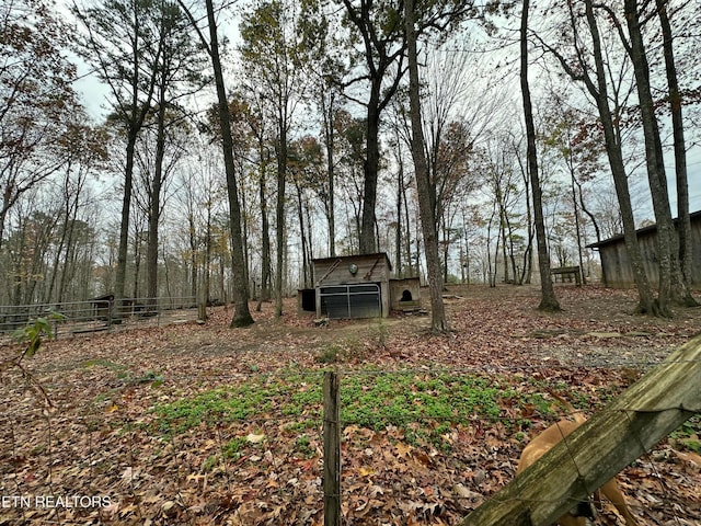 view of yard featuring an outdoor structure