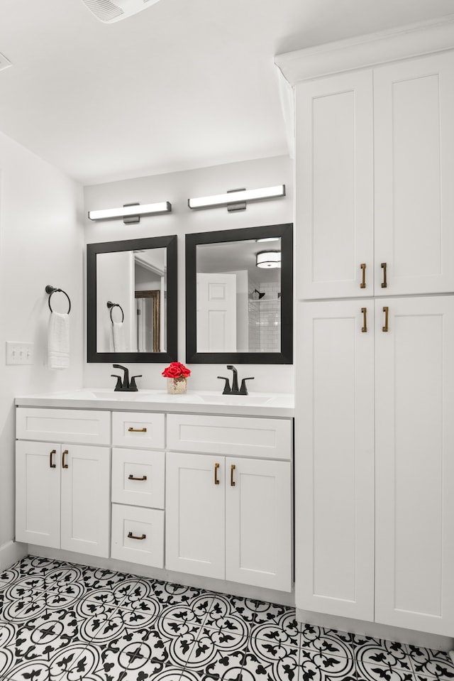 bathroom with vanity and walk in shower