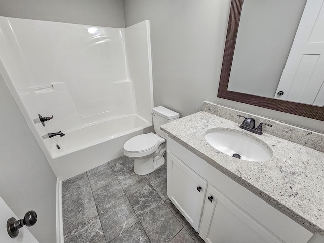 full bathroom featuring vanity, toilet, and shower / bathing tub combination