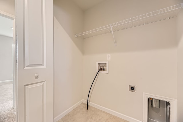 laundry room with electric dryer hookup and hookup for a washing machine