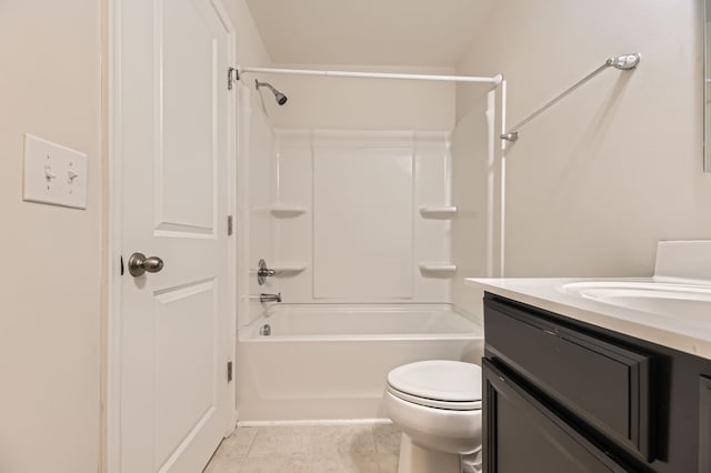 full bathroom with tile patterned flooring, vanity, toilet, and shower / bath combination