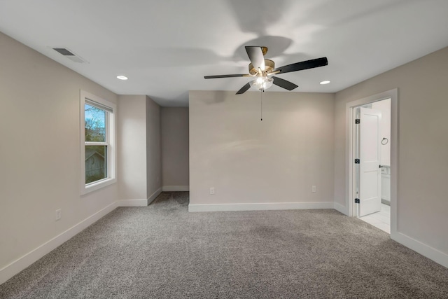 1410 Riverside Dr Unit A, Nashville, TN 37206 - empty room featuring light colored carpet, ceiling fan, baseboards, and recessed lighting