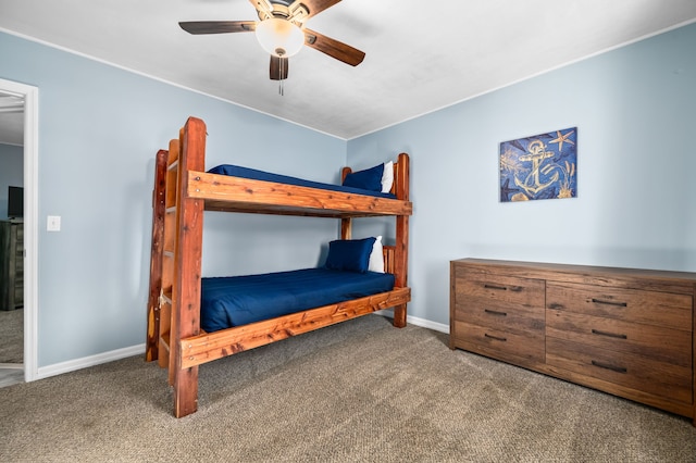 unfurnished bedroom with carpet flooring and ceiling fan