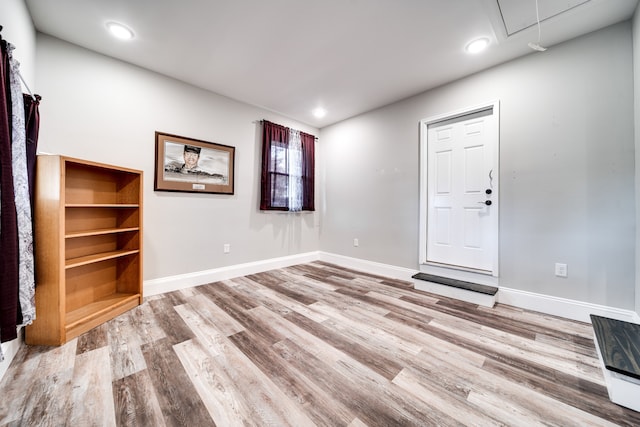 interior space with light hardwood / wood-style flooring