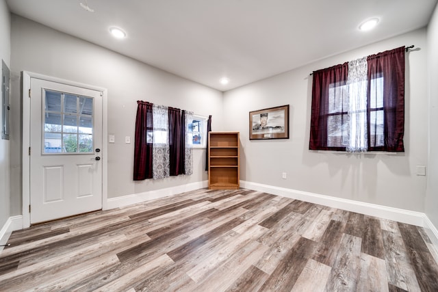 entrance foyer featuring plenty of natural light and hardwood / wood-style flooring