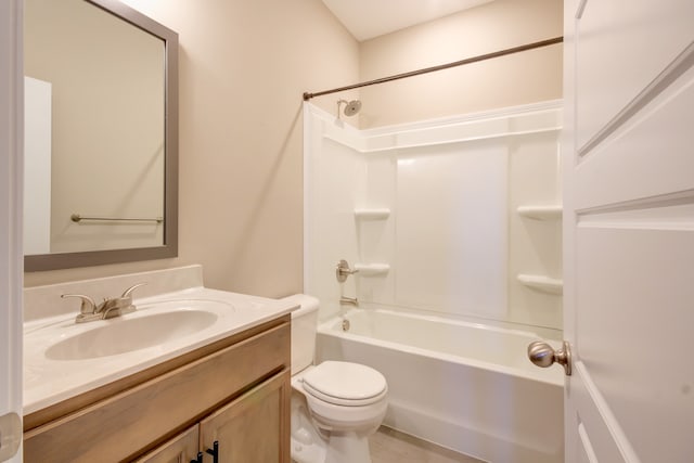 full bathroom with vanity, toilet, and tub / shower combination