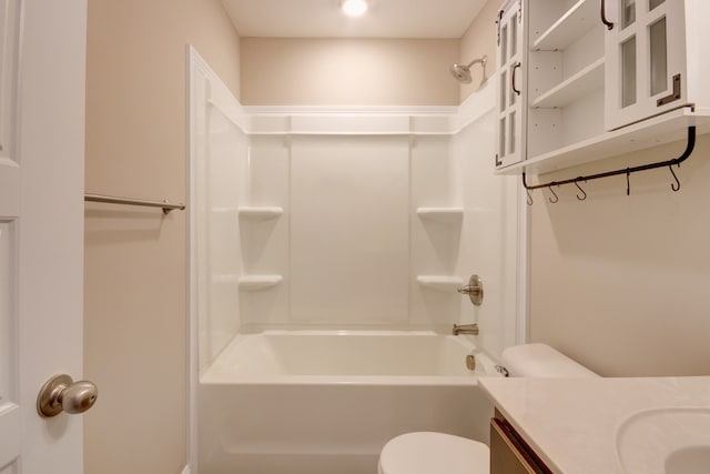 full bathroom featuring vanity, toilet, and bathtub / shower combination