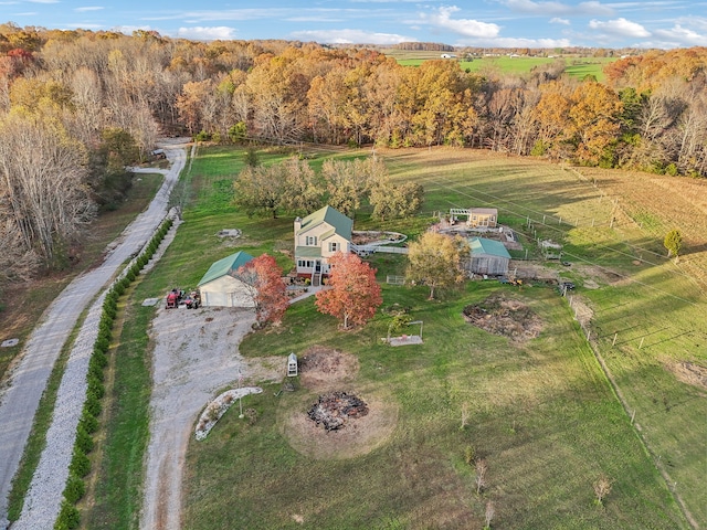 aerial view with a rural view