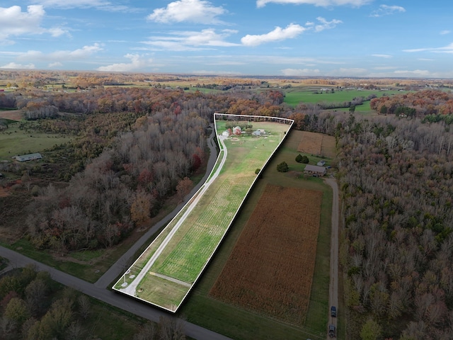 aerial view featuring a rural view