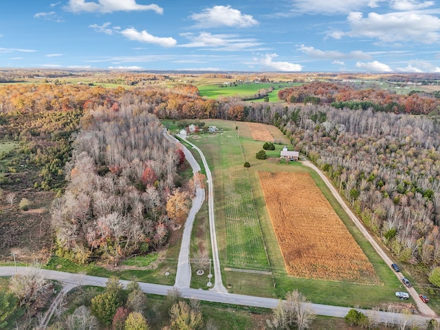 birds eye view of property with a rural view