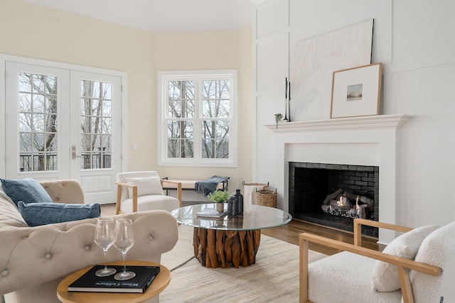 living room with hardwood / wood-style floors