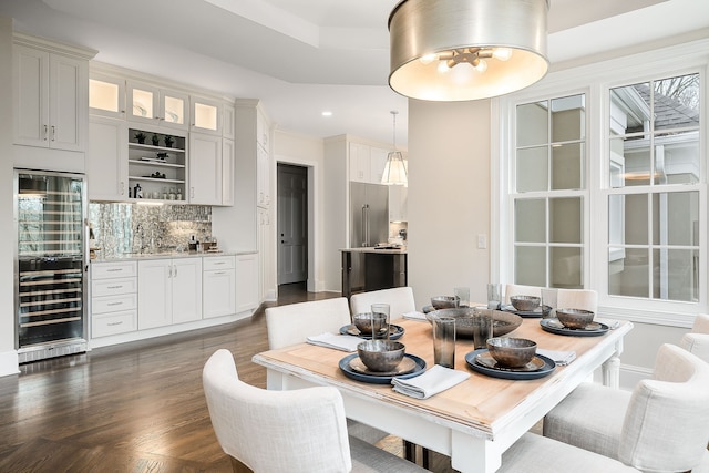 dining room with beverage cooler