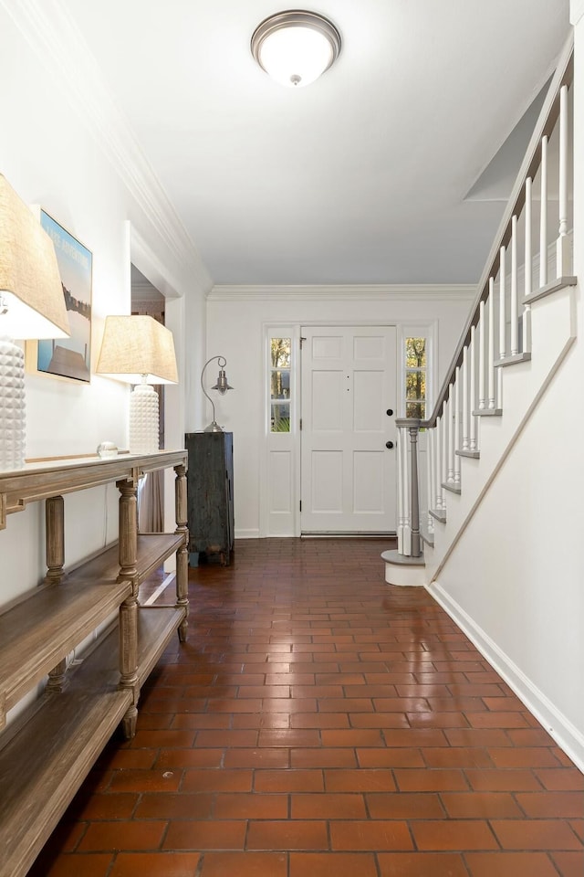 foyer with ornamental molding