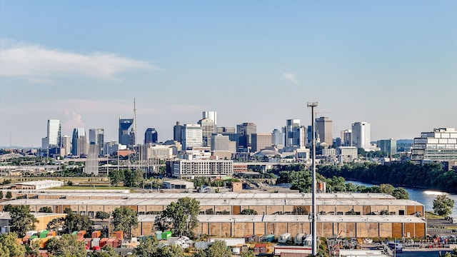 property's view of city featuring a water view