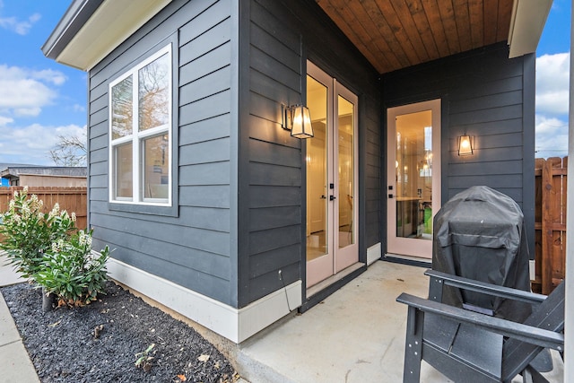 entrance to property with a patio area