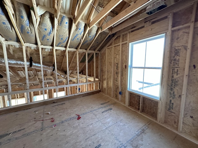 view of unfinished attic