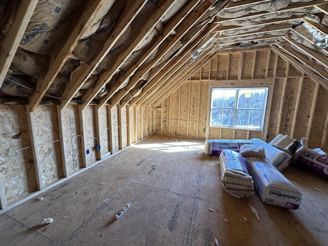 view of unfinished attic