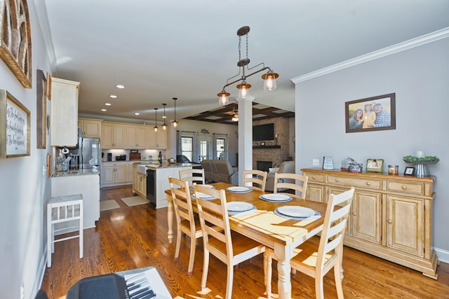 2189 Double Branch Rd, Columbia, TN 38401 - dining area featuring recessed lighting, dark wood finished floors, and ornamental molding