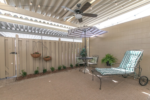 view of patio / terrace featuring ceiling fan