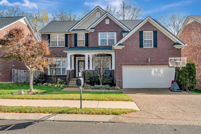 view of front of property with a garage