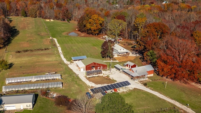 drone / aerial view with a rural view