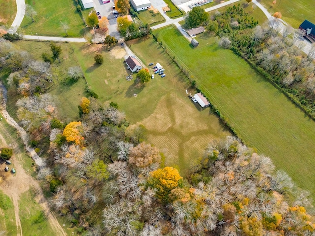 birds eye view of property featuring a rural view