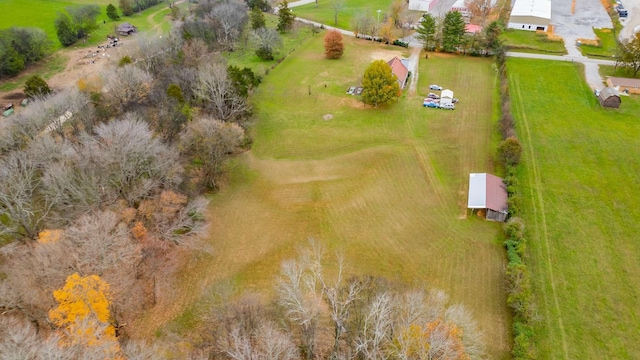 birds eye view of property featuring a rural view