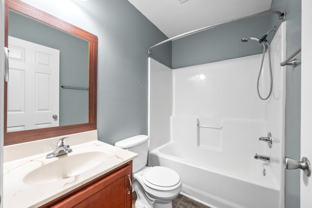 full bathroom with tile patterned floors, vanity, toilet, and bathing tub / shower combination