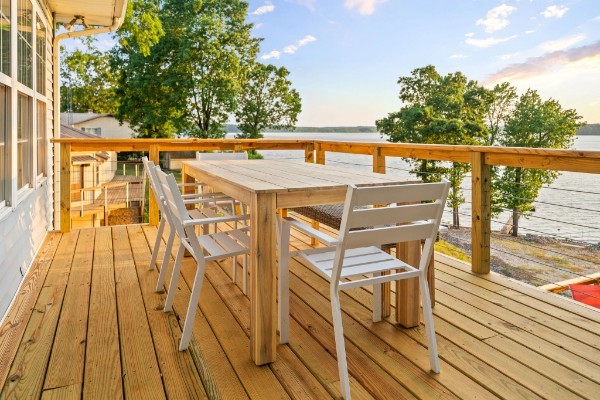 deck with a water view