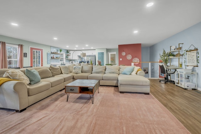 living room with light wood-type flooring