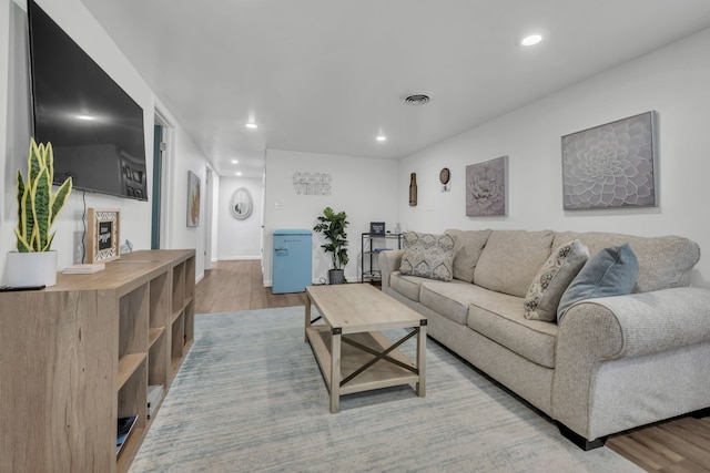 living room featuring wood-type flooring