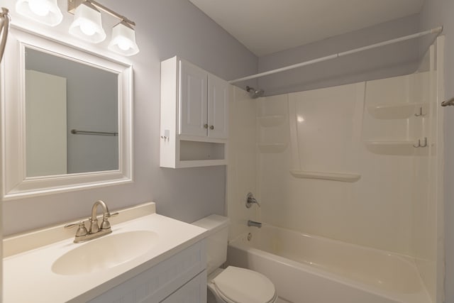 full bathroom with vanity, toilet, and tub / shower combination