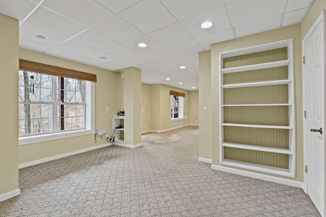 interior space featuring built in shelves