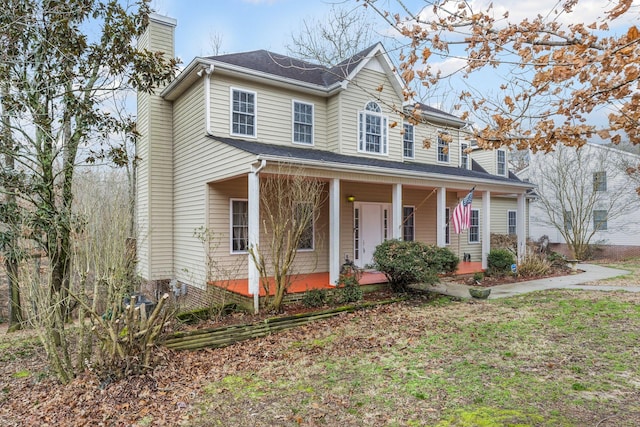 view of front of property featuring covered porch