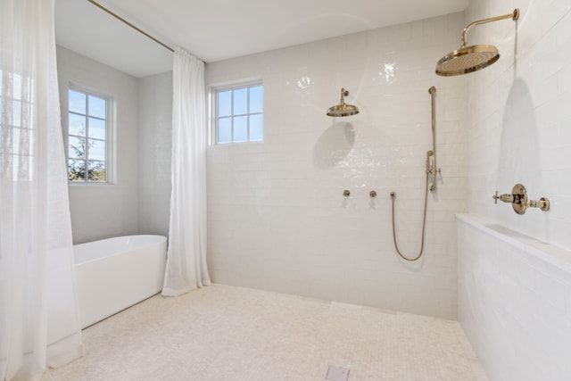 bathroom with plus walk in shower