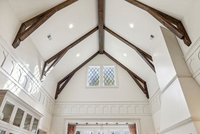 room details with beam ceiling