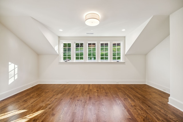 bonus room featuring dark hardwood / wood-style floors and a wealth of natural light